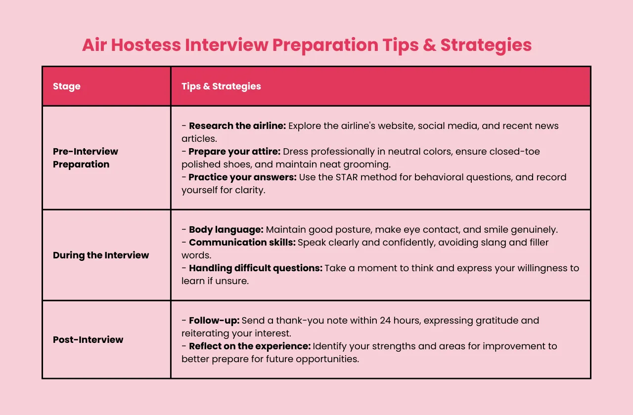 Air Hostess Interview Preparation Tips and Strategies