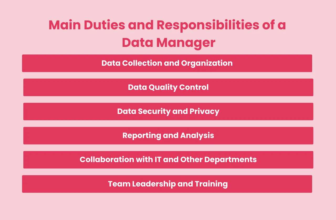 Main Duties Responsibilities Data Manager